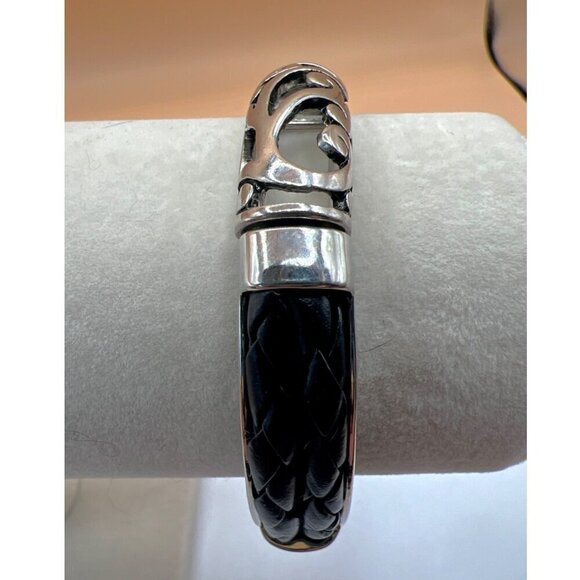 Retro Black Teardrop Pendant Necklace & Silver Bracelet Set   B42 - Picture 10 of 14